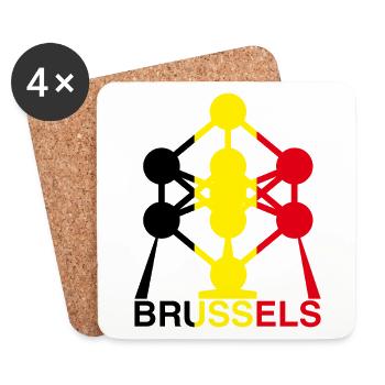 Atomium Brussels – Belgian Flag Colors Icon - Dessous de verre (lot de 4) - blanc - Devant