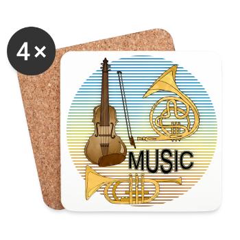 Instruments de musique - Dessous de verre (lot de 4) - blanc - Devant