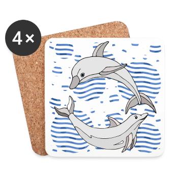 Dauphins - Dessous de verre (lot de 4) - blanc - Devant