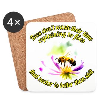 Bienen & Fliegen - Untersetzer (4er-Set) - Weiß - Vorne