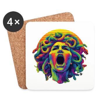Neon Medusa: Colour Rush Head - Coasters (set of 4) - white - Front