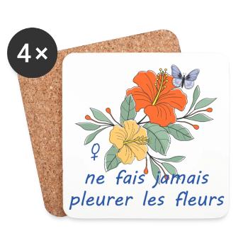 Ne_fais_jamais_pleurer_les_fleurs - Dessous de verre (lot de 4) - blanc - Devant