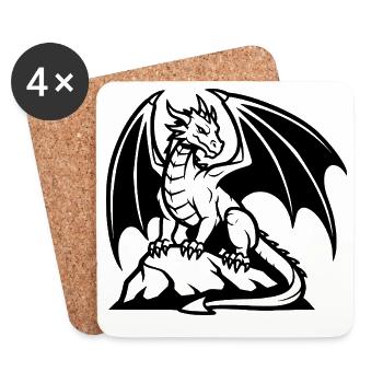 Dragon Logo – Fantasy Power Animal Design - Dessous de verre (lot de 4) - blanc - Devant