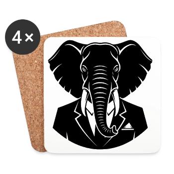 Elefant im Anzug –  Business Tier Motiv - Untersetzer (4er-Set) - Weiß - Vorne