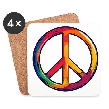 Symbole de la paix arc-en-ciel - Dessous de verre (lot de 4) - blanc - Devant