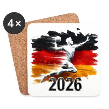 Drapeaux de l’Allemagne pour les joueurs de handball 2026 - Dessous de verre (lot de 4) - blanc - Devant