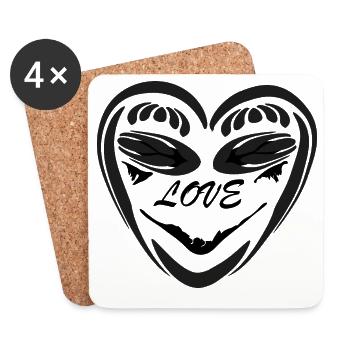 Heart Hand Silhouette Vintage - Coasters (set of 4) - white - Front