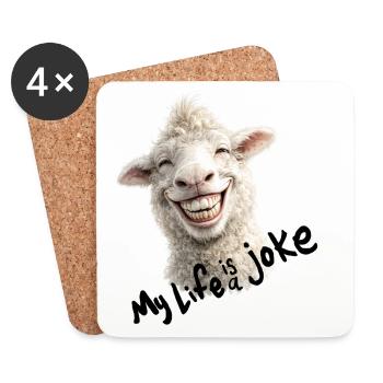 Fröhliches Lamm mit lächeln - my life is a joke - Coasters (set of 4) - white - Front