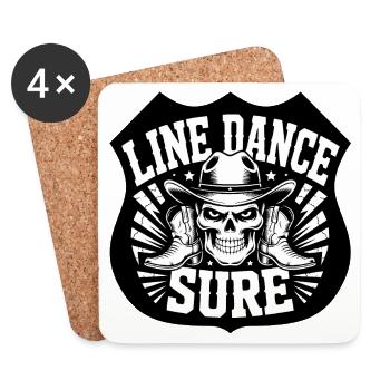 Line Dance Skull Boots Hat - Coasters (set of 4) - white - Front