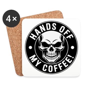Hands Off My Coffee Skull - Untersetzer (4er-Set) - Weiß - Vorne