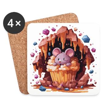 Mouse in crystal cupcake - Coasters (set of 4) - white - Front