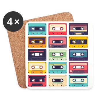 Motif Pop Art des cassettes - Dessous de verre (lot de 4) - blanc - Devant