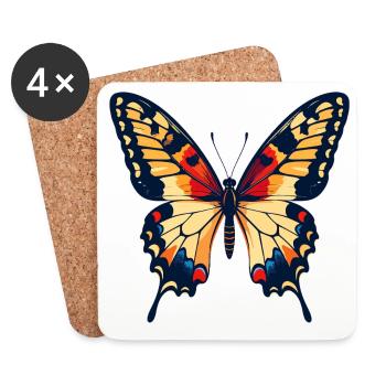 Beautiful Colorful Butterfly Spring Motif - Coasters (set of 4) - white - Front