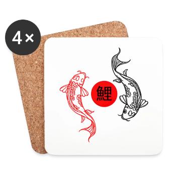Koi im roten Zen-Kreis - Untersetzer (4er-Set) - Weiß - Vorne