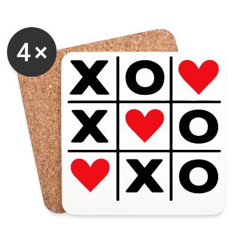 Minimalistische Red Hearts Love niedliche Ästhetik - Untersetzer (4er-Set) - Weiß - Vorne