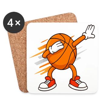 Mascotte de basket-ball Sports drôles - Dessous de verre (lot de 4) - blanc - Devant