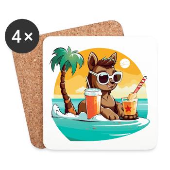 Llama on the beach in the sunlight - Coasters (set of 4) - white - Front