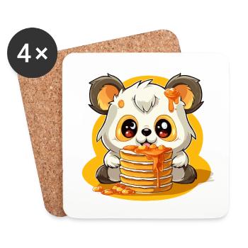 Karamell Panda Pfannkuchen - Untersetzer (4er-Set) - Weiß - Vorne