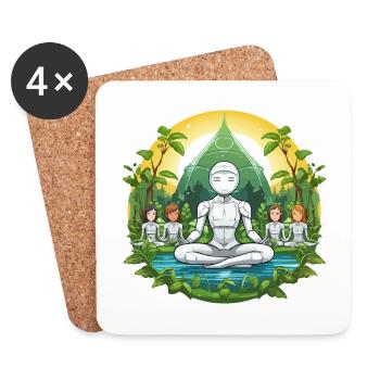 Méditation robotique dans le cercle de la nature - Dessous de verre (lot de 4) - blanc - Devant