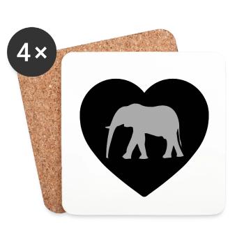 Éléphant - Dessous de verre (lot de 4) - blanc - Devant