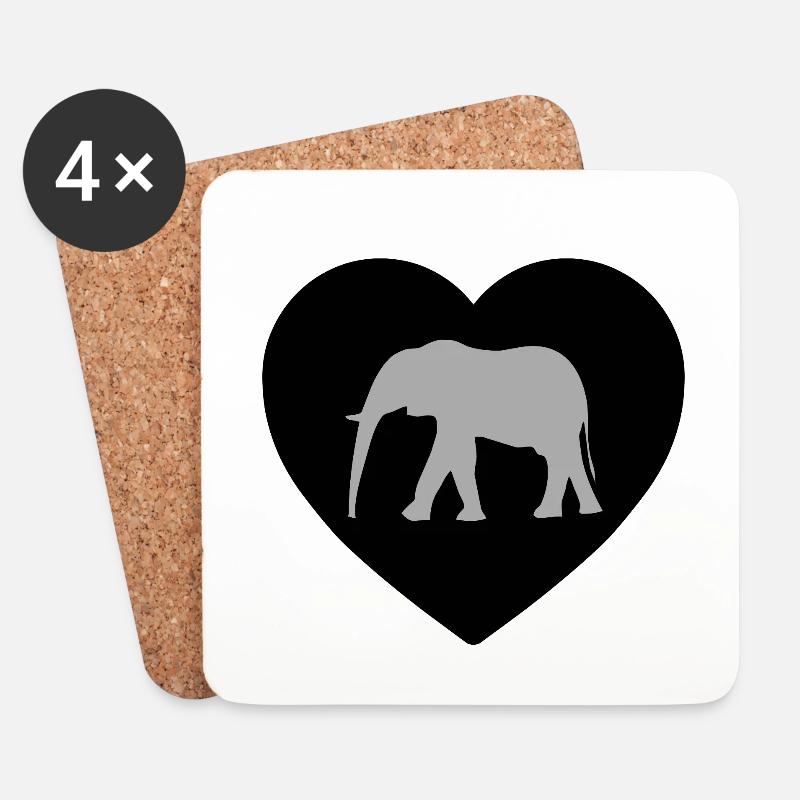 Elefant - Untersetzer (4er-Set) - Weiß