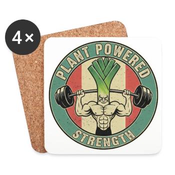 Strong Leek Weightlifting Design Fitness Vegan - Dessous de verre (lot de 4) - blanc - Devant