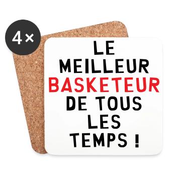 basket meilleur basketteur - Dessous de verre (lot de 4) - blanc - Devant