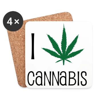 I love cannabis - Coasters (set of 4) - white - Front