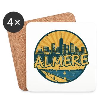 Emblème rétro vintage d’Almere City Skyline - Dessous de verre (lot de 4) - blanc - Devant