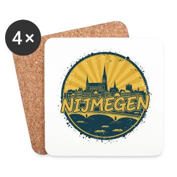 Badge Rétro Sunset Skyline de la ville de Nimègue - Dessous de verre (lot de 4) - blanc - Devant