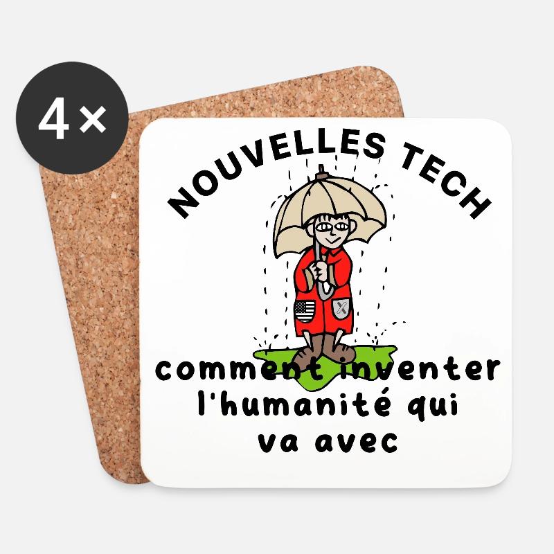 Les_nouvelles_tech_et_l-humanite_ - Dessous de verre (lot de 4) - blanc