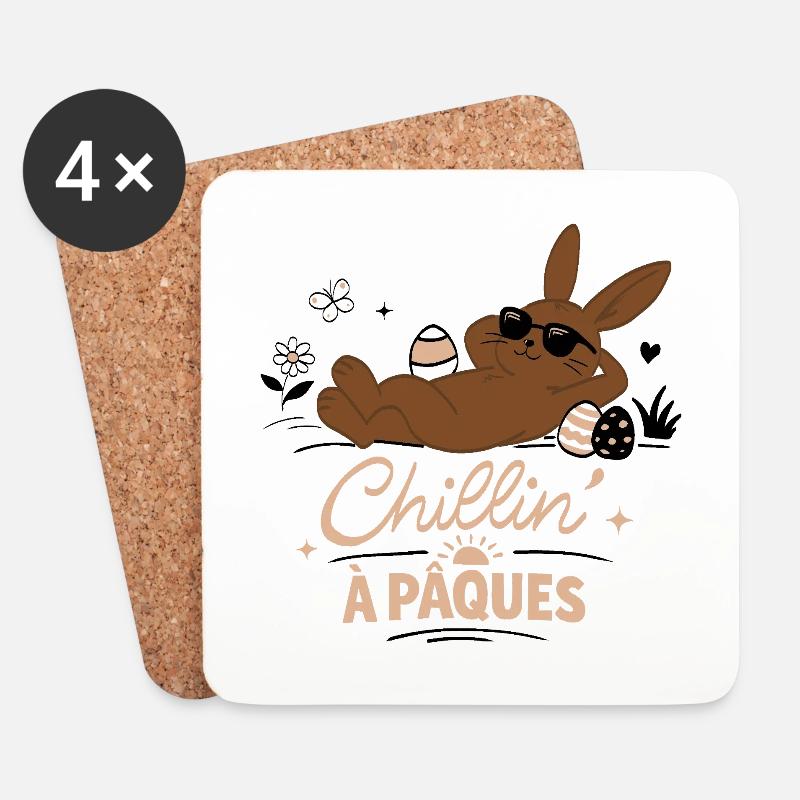 Osterhase - Untersetzer (4er-Set) - Weiß
