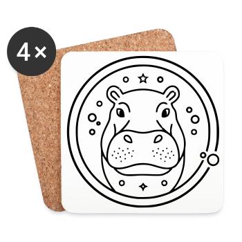 Contour du cercle du ciel étoilé de l’hippopotame - Dessous de verre (lot de 4) - blanc - Devant