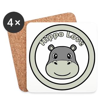 Hippo Love Hippo Logo Badge - Dessous de verre (lot de 4) - blanc - Devant
