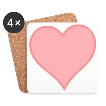 pink heart pink gift valentine's day - Coasters (set of 4) - white - Front