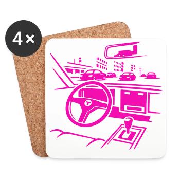 Neon Car Cockpit - Untersetzer (4er-Set) - Weiß - Vorne
