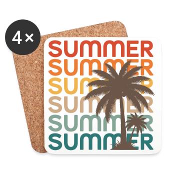 Retro Summer Palm Trees Sunset Vibes - Coasters (set of 4) - white - Front