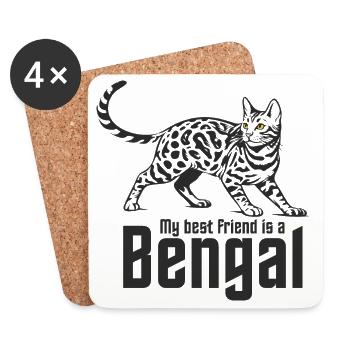 Bengal "Best friend" - Untersetzer (4er-Set) - Weiß - Vorne