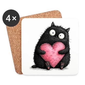 Cat Love - Coasters (set of 4) - white - Front