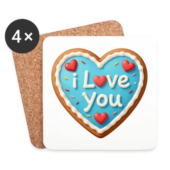 Valentine's Day Heart Gift Valentine's Day - Coasters (set of 4) - white - Front
