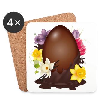 Chocolate Easter Egg with Flowers and Vanilla - Coasters (set of 4) - white - Front