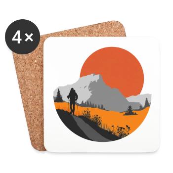 Mountain hike, hiker gift idea - Coasters (set of 4) - white - Front