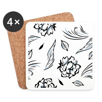Seamless_pattern_with_roses - Dessous de verre (lot de 4) - blanc - Devant