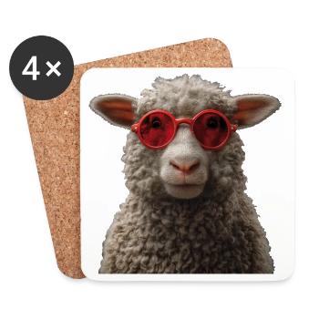 Schaf mit Sonnebrille - Untersetzer (4er-Set) - Weiß - Vorne