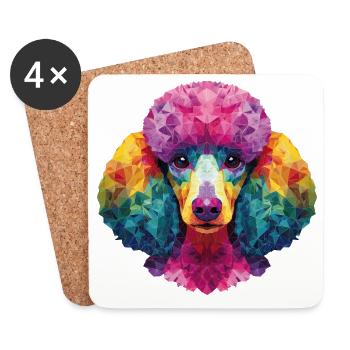 Caniche Chien - Dessous de verre (lot de 4) - blanc - Devant