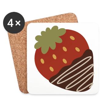 Fraise trempée dans le chocolat - Dessous de verre (lot de 4) - blanc - Devant