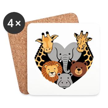 L’amour des animaux - Dessous de verre (lot de 4) - blanc - Devant