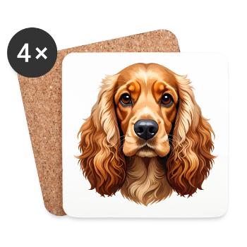 Cocker Spaniel - Dessous de verre (lot de 4) - blanc - Devant