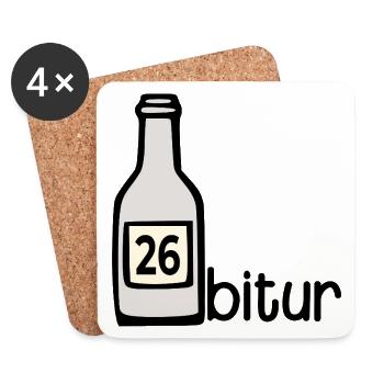 Bouteille de fête - Abitur 2026 - Dessous de verre (lot de 4) - blanc - Devant
