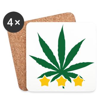 Cannabis Leaf - Weed - Legalize - Coasters (set of 4) - white - Front